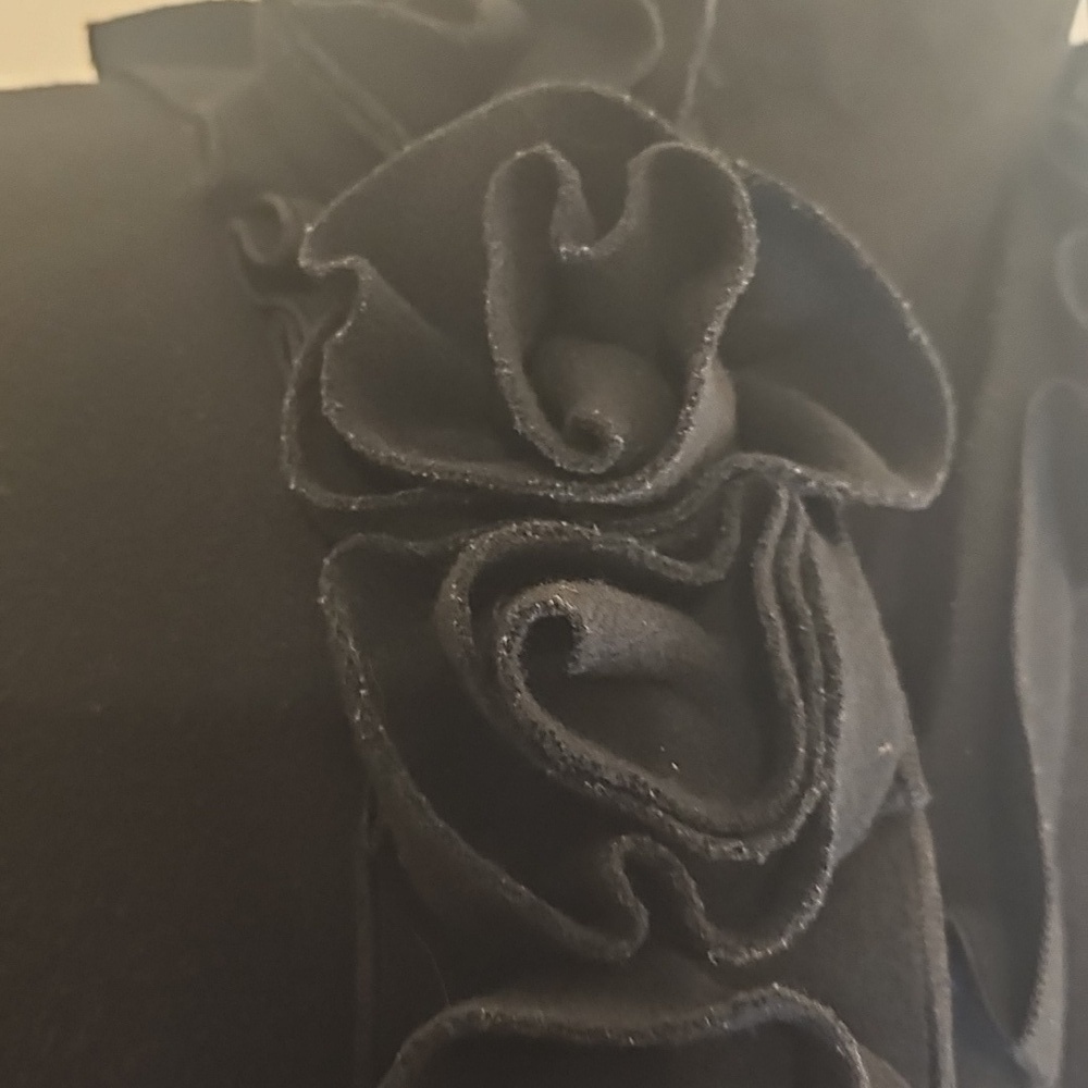 Elle Black Pea Coat with Rose Detail Size S - Picture 7 of 12